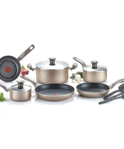 Daily Boutik 12-Piece Nonstick Dishwasher & Oven Safe Cookware Set in Bronze - 13" x 22" x 12"