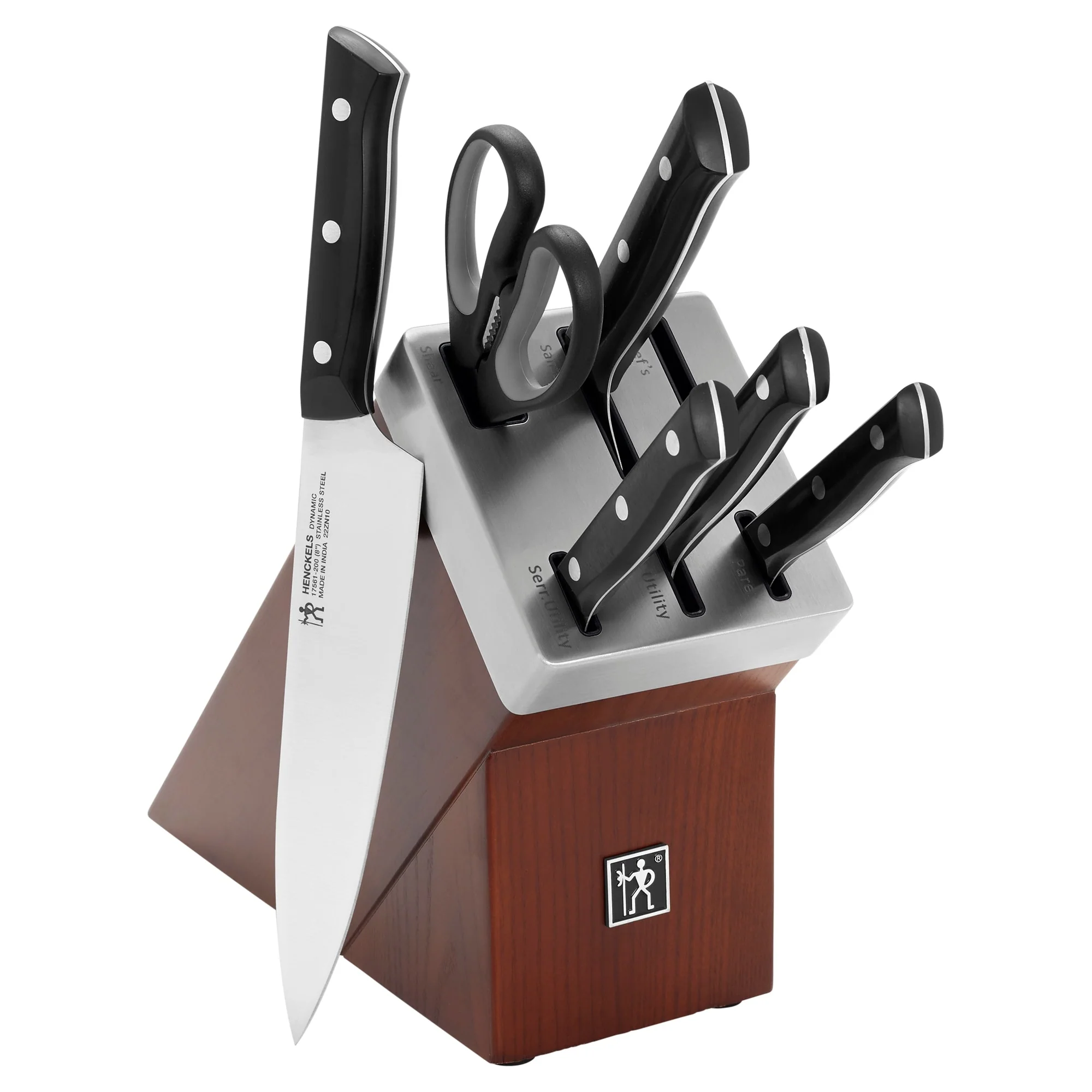 HENCKELS Dynamic Self-Sharpening Knife Block Set - Brown