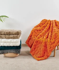 Home Soft Things Cloud Carved FauxFur Throw Decorative Blankets