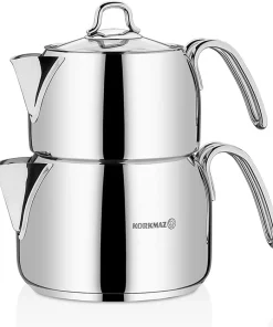 Korkmaz Perla 18/10 Stainless Steel Teapot, Induction Compatible 1.8L/3.2L