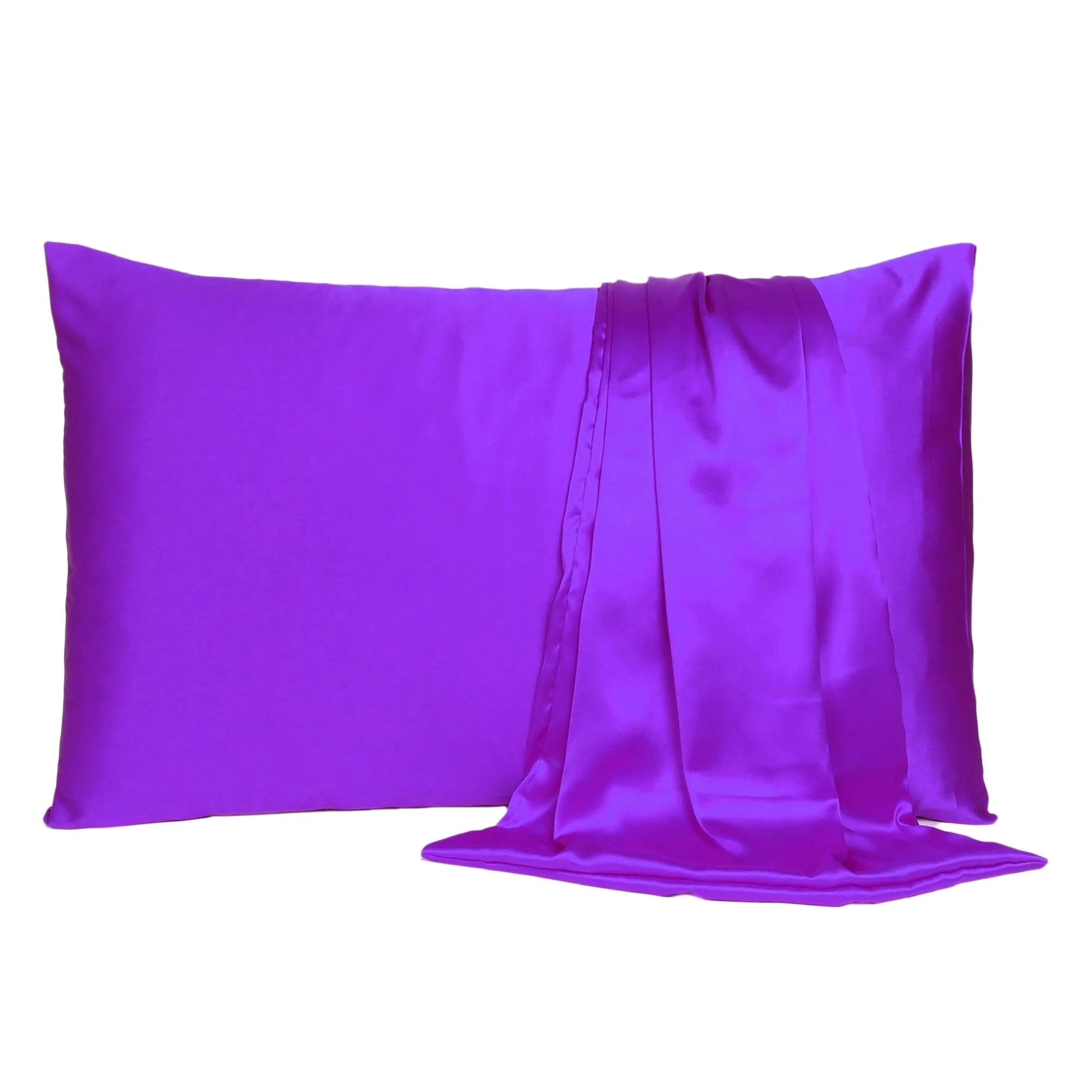 HomeRoots Bright Purple Dreamy Set Of 2 Silky Satin Queen Pillowcases
