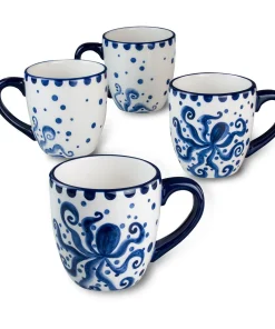 Euro Ceramica Octopus 4 Piece Mugs Set - 15 OZ