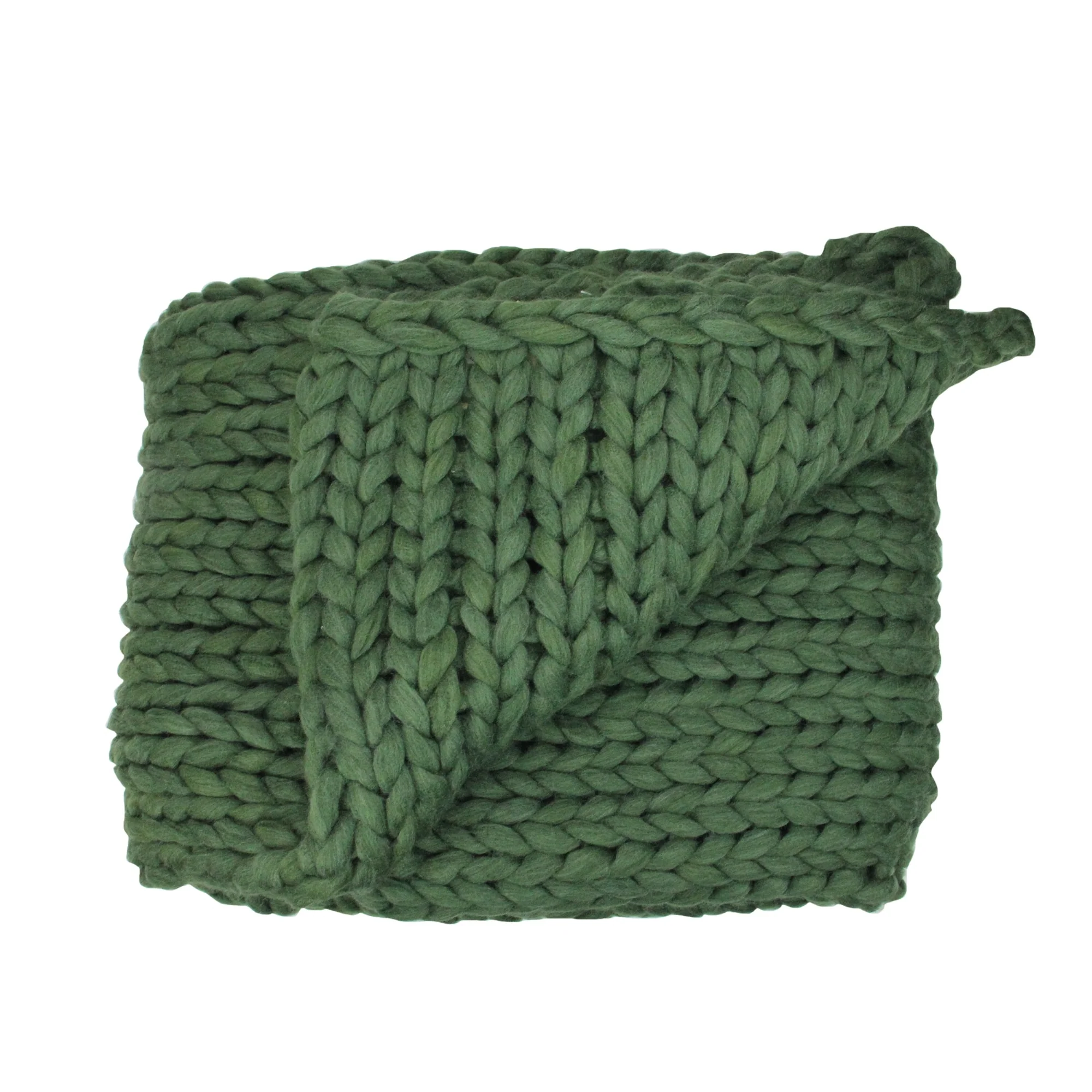 Hunter Green Cable Knit Plush Throw Blanket 50" x 60"