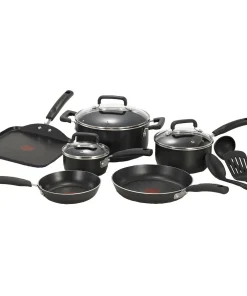 Daily Boutik 12-Piece Nonstick Dishwasher Safe Cookware Set in Black - 11" x 23" x 13"