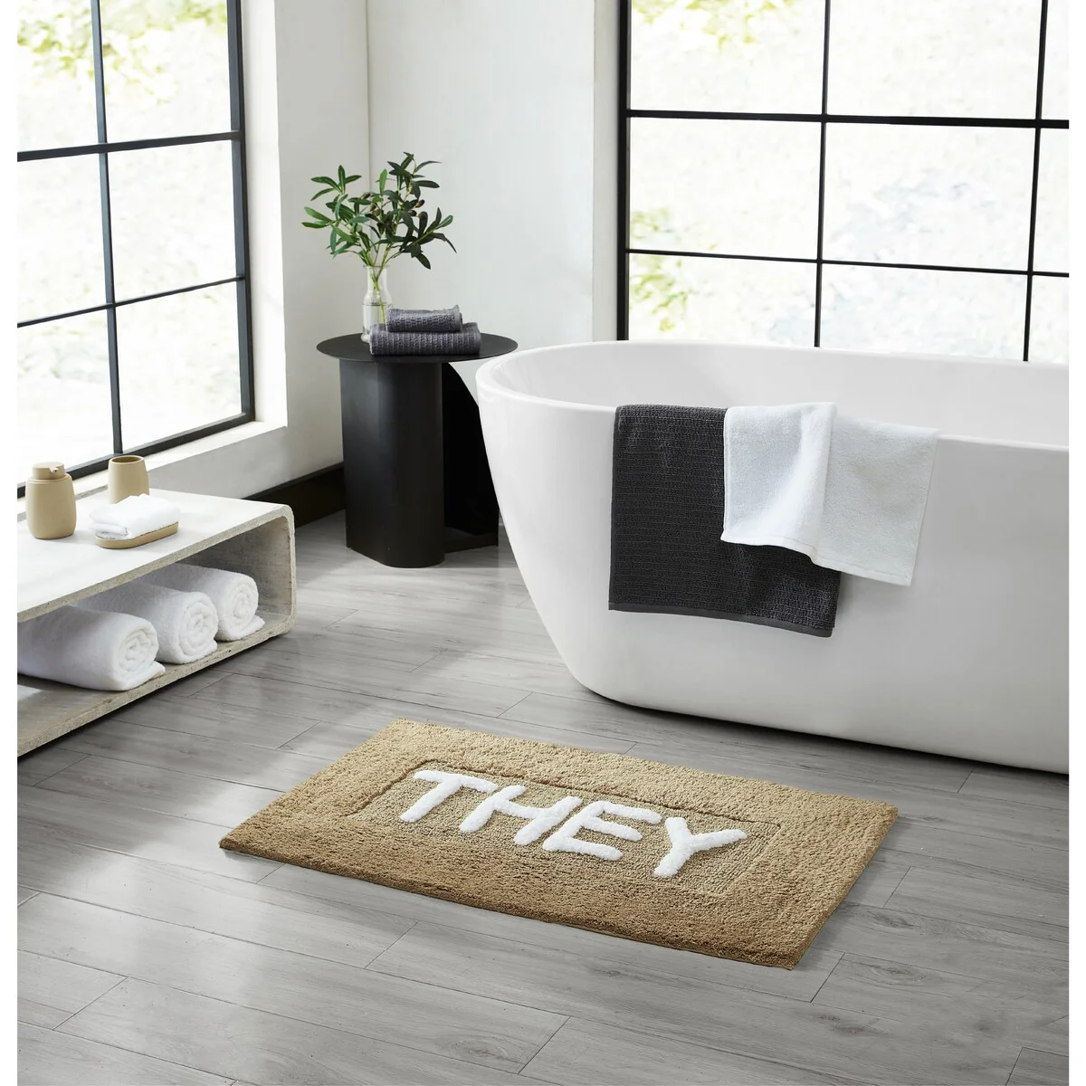 Jean Pierre Novelty "They" Cotton 21 x 34 in. Bath Rug
