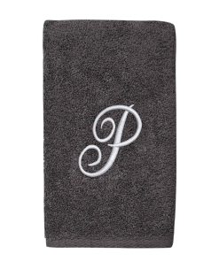 Avanti Linens Granite/Silver Script Monogram Hand Towel Letter P - Hand Towel