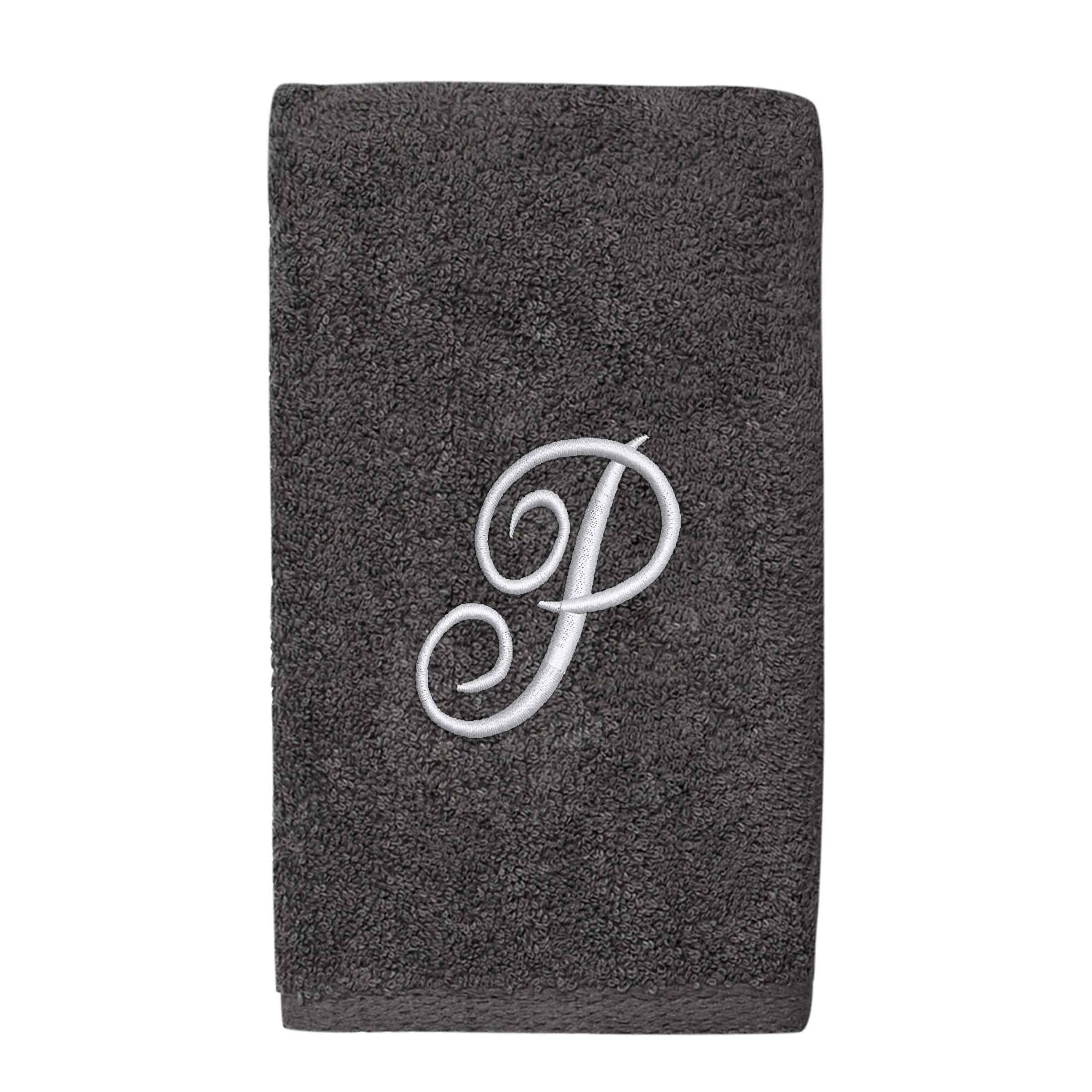 Avanti Linens Granite/Silver Script Monogram Hand Towel Letter P - Hand Towel