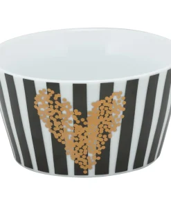 10 Strawberry Street Heart of Gold Black and White Porcelain 5.5-inch Striped Bowls (Pack of 4)