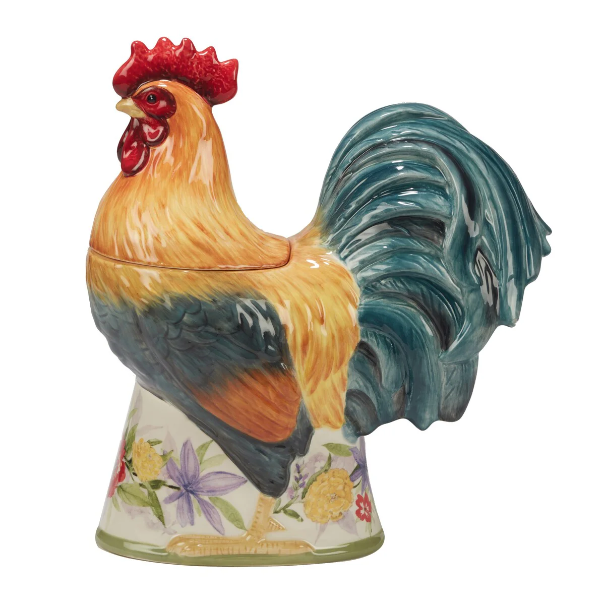Certified International Floral Rooster 3-D Cookie Jar - 66oz