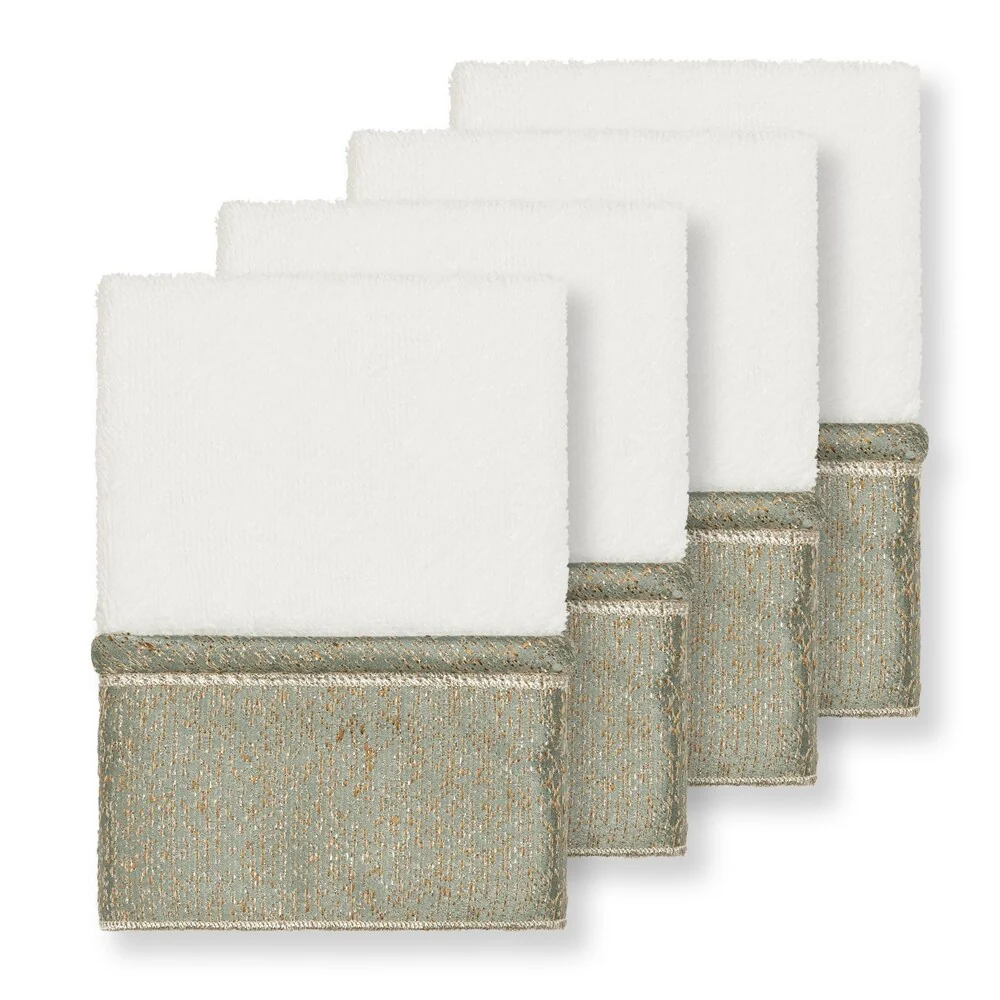 Authentic Hotel and Spa Turkish Cotton Della Jacquard White 4-piece Washcloth Set