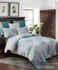 3-piece Printed Reversible Bedding Quilt Set
