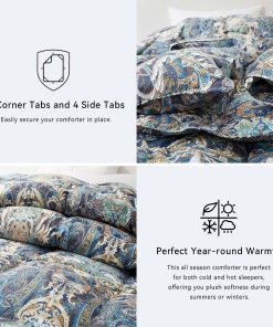 All Season Paisley Floral Printed Vintage White Goose Feather Down Comforter