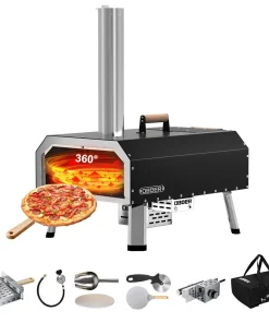 DoCred 13" Multi-Fuel Pizza Oven Outdoor, Portable Pizza Maker