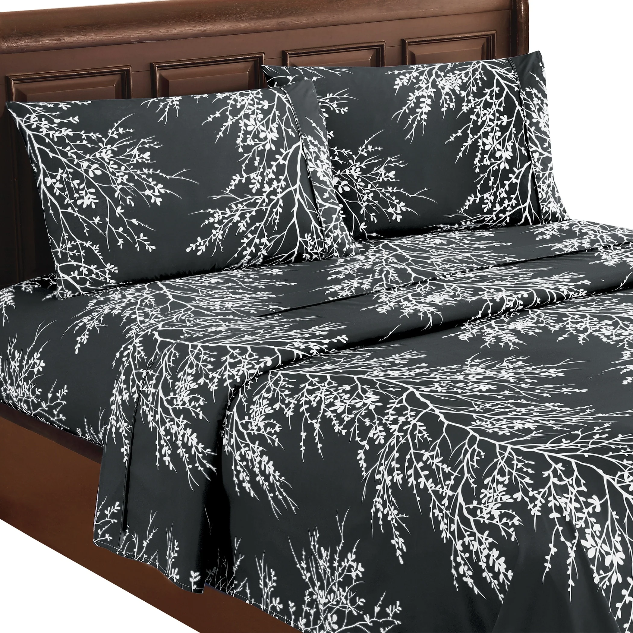 4-Piece Foliage Bed Sheets and Pillowcases Set