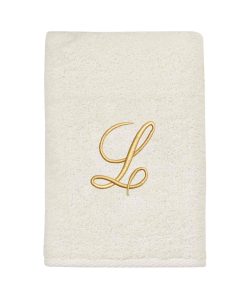 Avanti Linens Ivory/Gold Script Monogram Hand Towel Letter L - Hand Towel