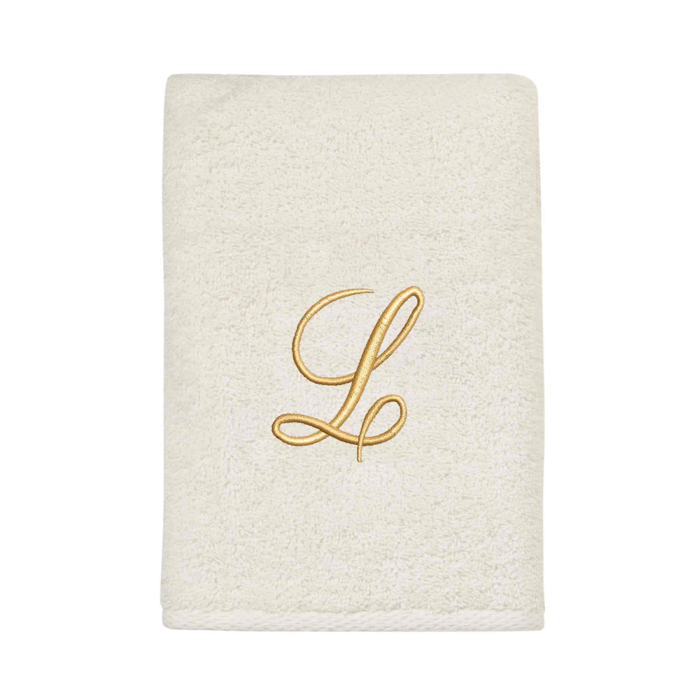 Avanti Linens Ivory/Gold Script Monogram Hand Towel Letter L - Hand Towel