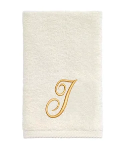 Avanti Linens Ivory/Gold Script Monogram Fingertip Towel Letter I - Fingertip Towel