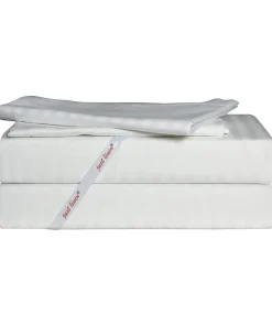 250 TC Cotton Sateen White Stripe Value Pack of 4 Queen Pillow Cases