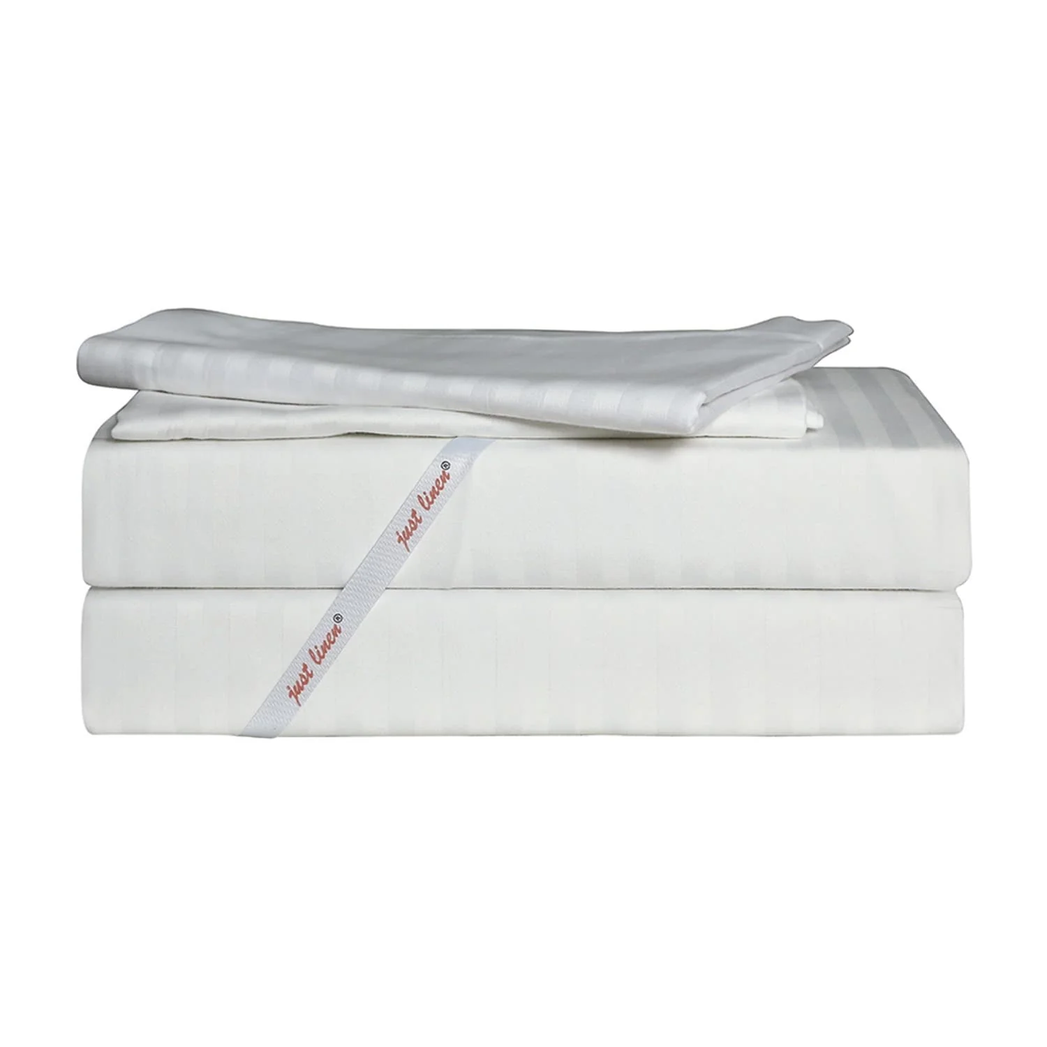 250 TC Cotton Sateen White Stripe Value Pack of 4 Queen Pillow Cases