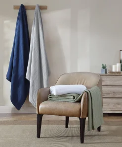 Eddie Bauer Variegated Weave Stripe Cotton Reversible Blanket