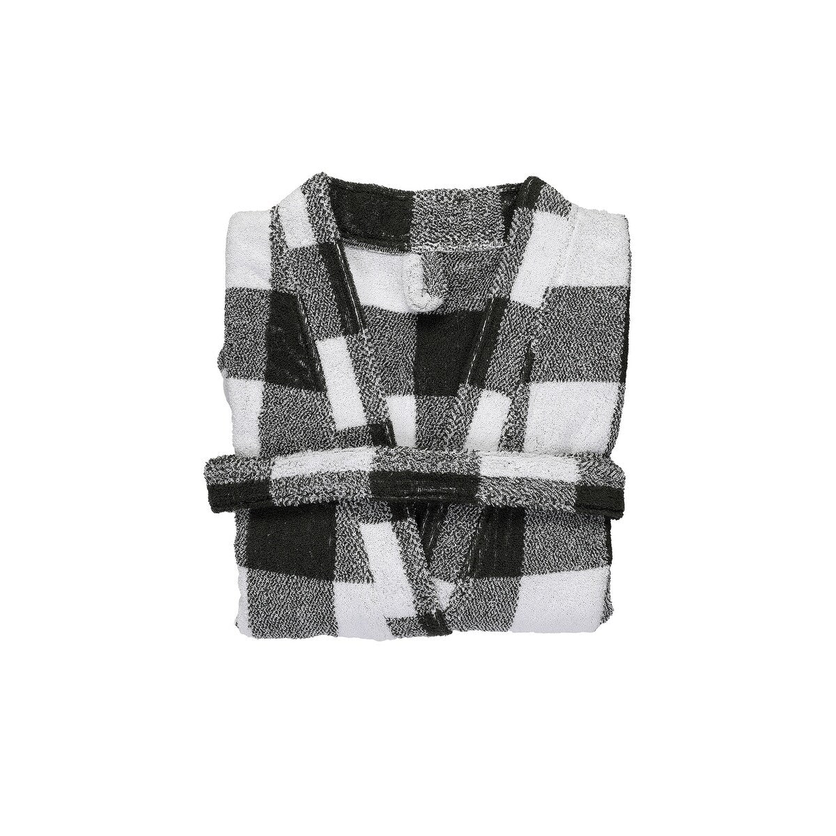 Black and White Velour Fabric Bathrobe