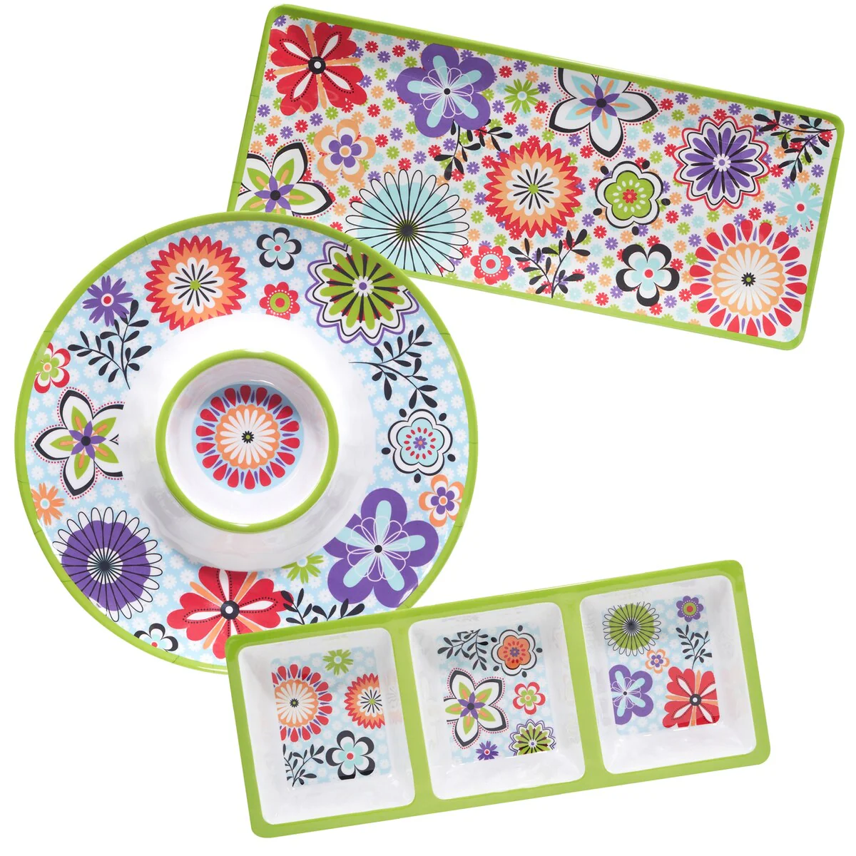 Certified International Carnaby Melamine 3 Piece Hostess Servware Set
