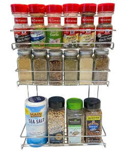 Evelots Spice Rack-3 Tier-Small/Tall Containers-Door/Wall Mounted-Up/18 Bottles - Single unit