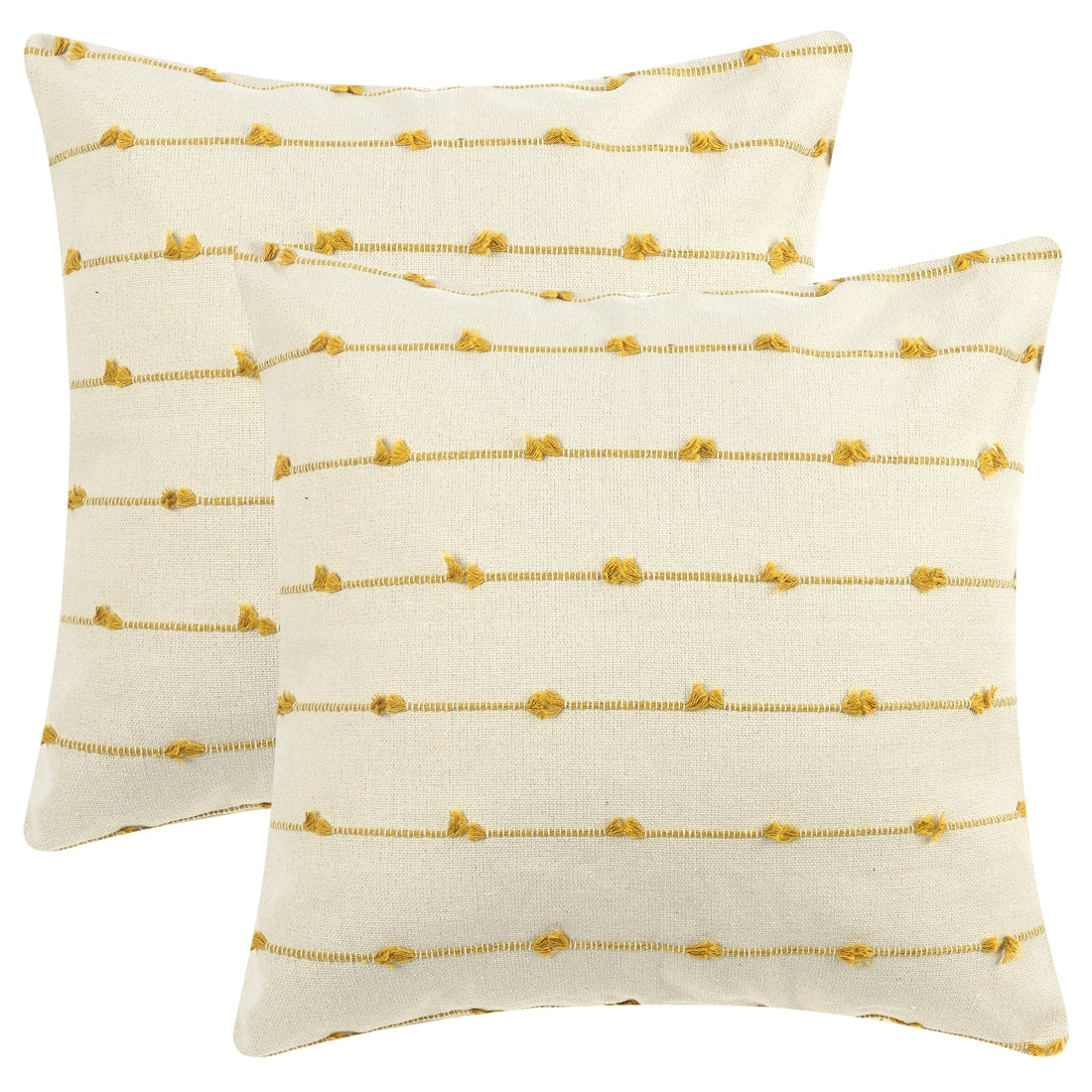 2 Pack Striped Boho Cushion Covers Modern Farmhouse Decorative Throw Pillow Covers Square Neutral Pillowcases for Home Decor