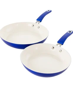 Kenmore Arlington 2Pc Al Ceramic Coated Nonstick Frying Pan Set Blue