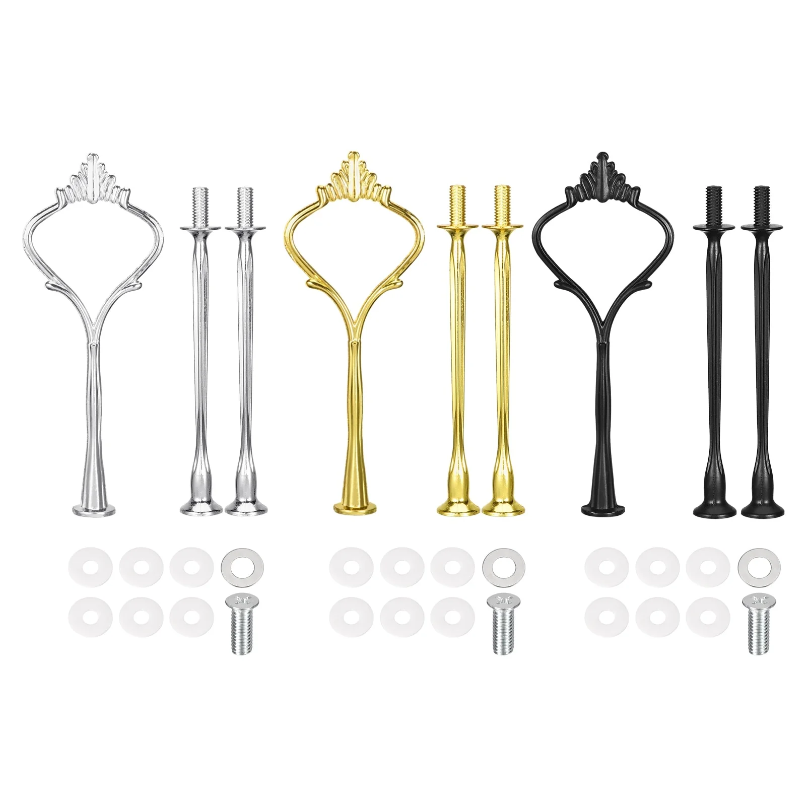 3 Sets Cake Tray Stand Handle Cupcake Dessert Plate Hardware Fitting Holder Rod Stand Handle, 3-Tiers Crown 3 Colors