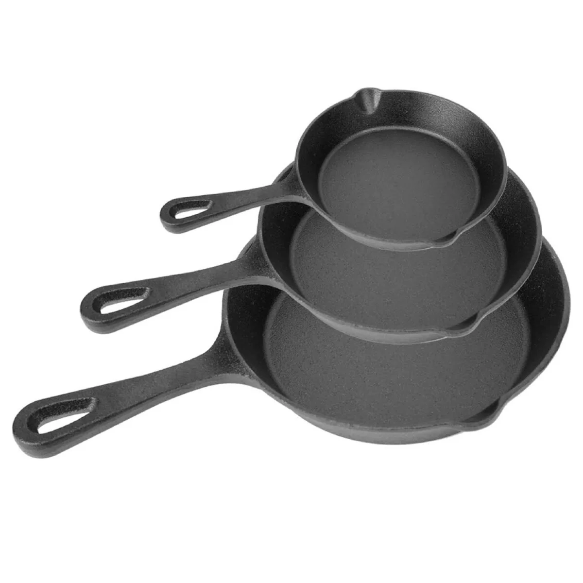 3 Pcs Pre-Seasoned Cast Iron Skillet Set