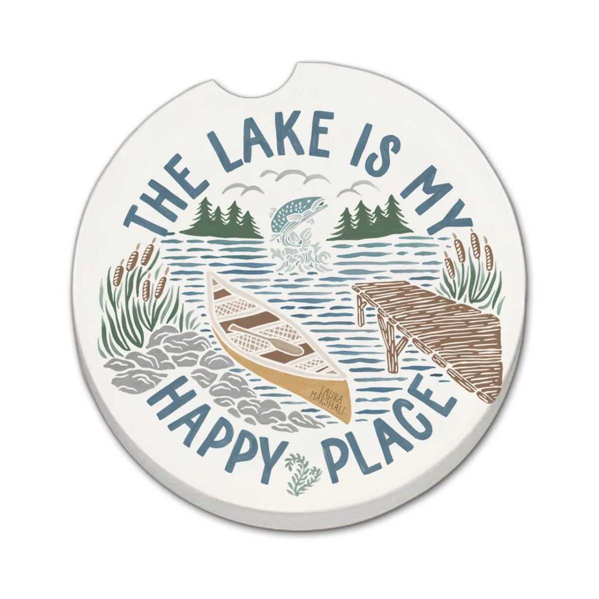 2 Pack Absorbent Stone Coaster for Vehicle Cup Holder 2.6” Diameter Manufactured in The USA