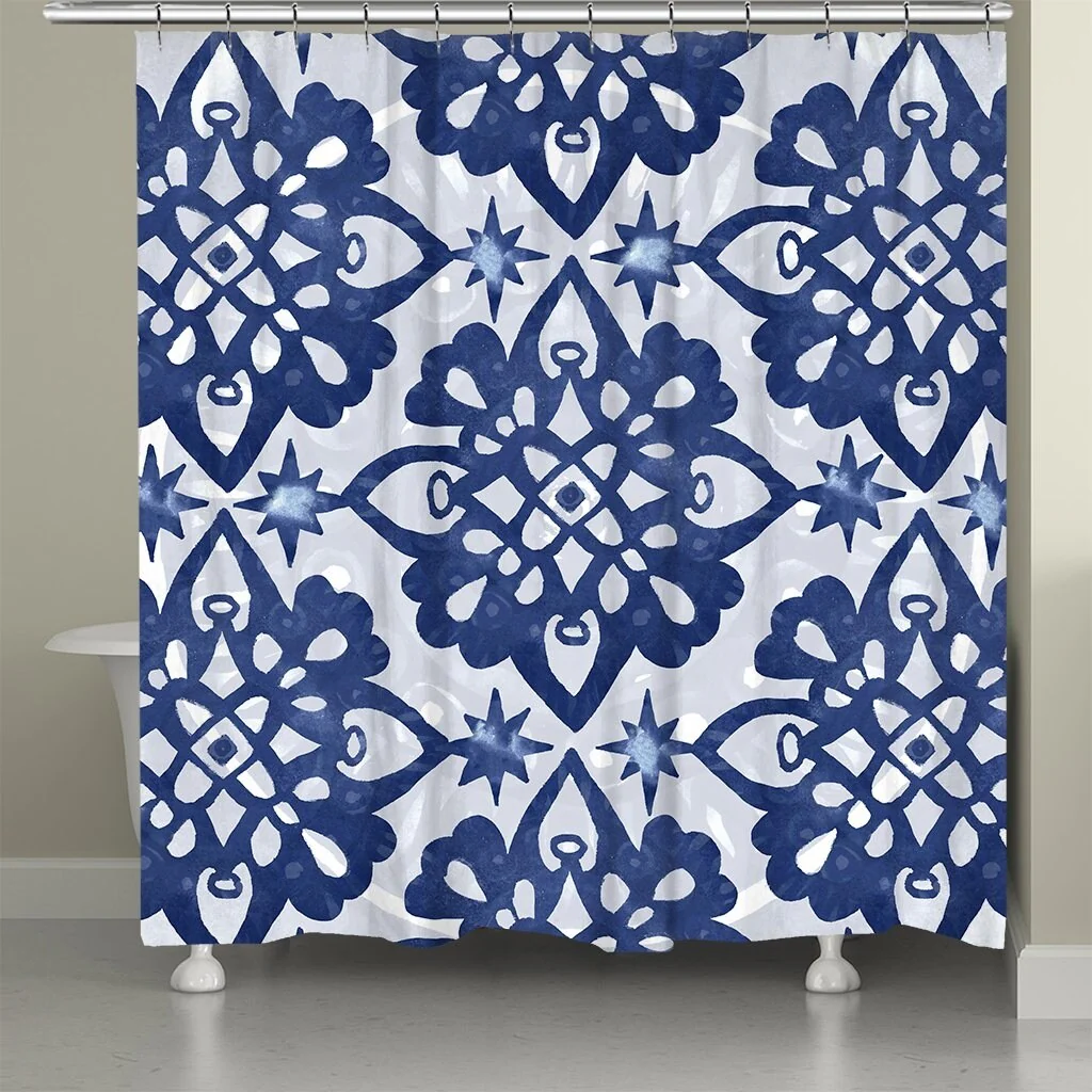 Indigo Shibori Medallion Shower Curtain