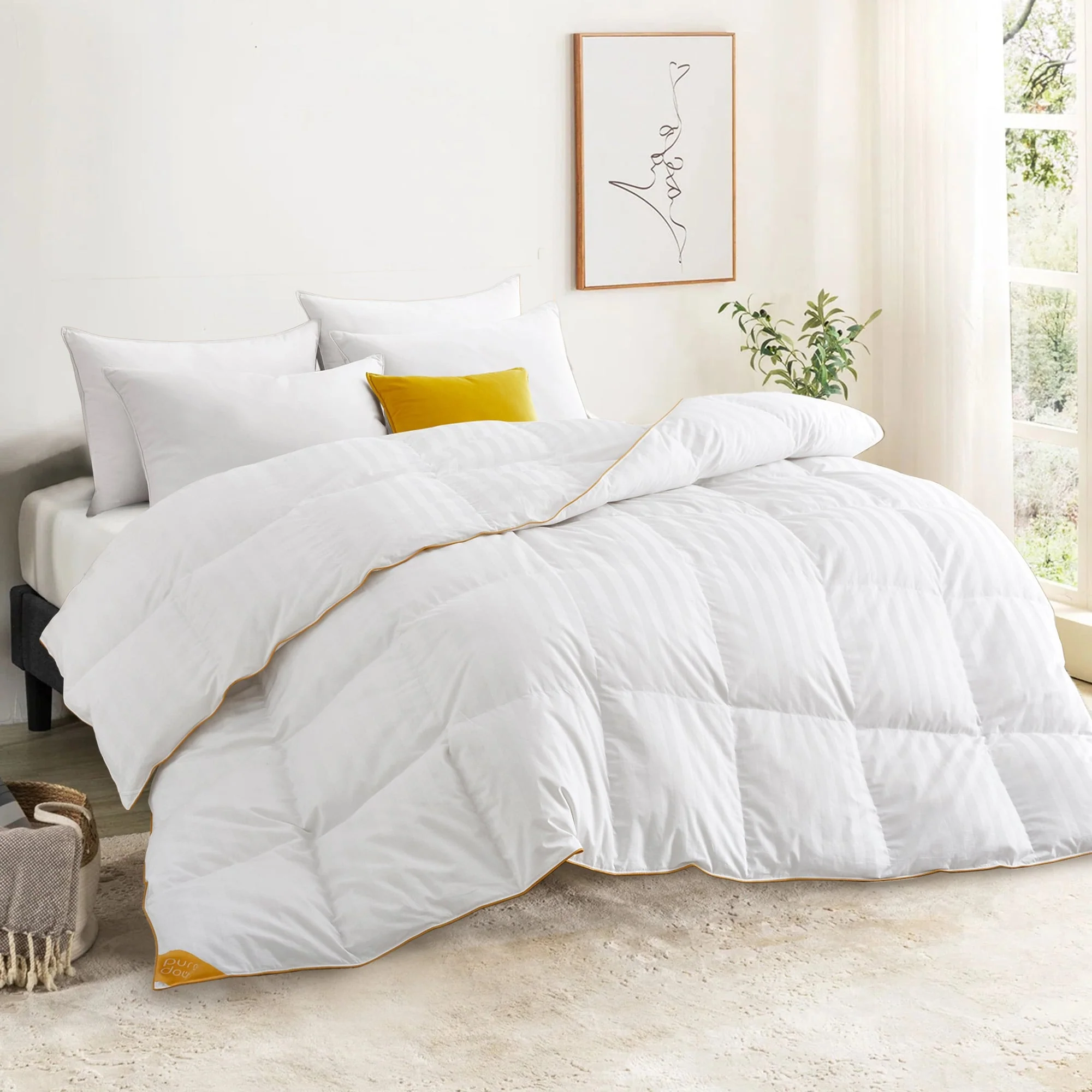 All Season 600 Fill Power 500 TC White Goose Down Comforter Duvet Insert
