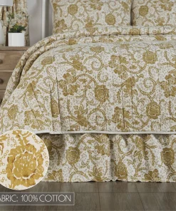 Dorset Gold Floral Queen Bed Skirt 60x80x16