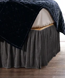 HiEnd Accents Stella Faux Silk Velvet Romantic Western Bedding 1 Piece Bed Skirt