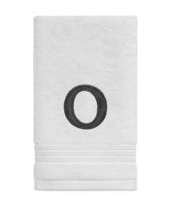 Avanti Linens Wht/Gry Block Monogram Fingertip Towel - Fingertip Towel