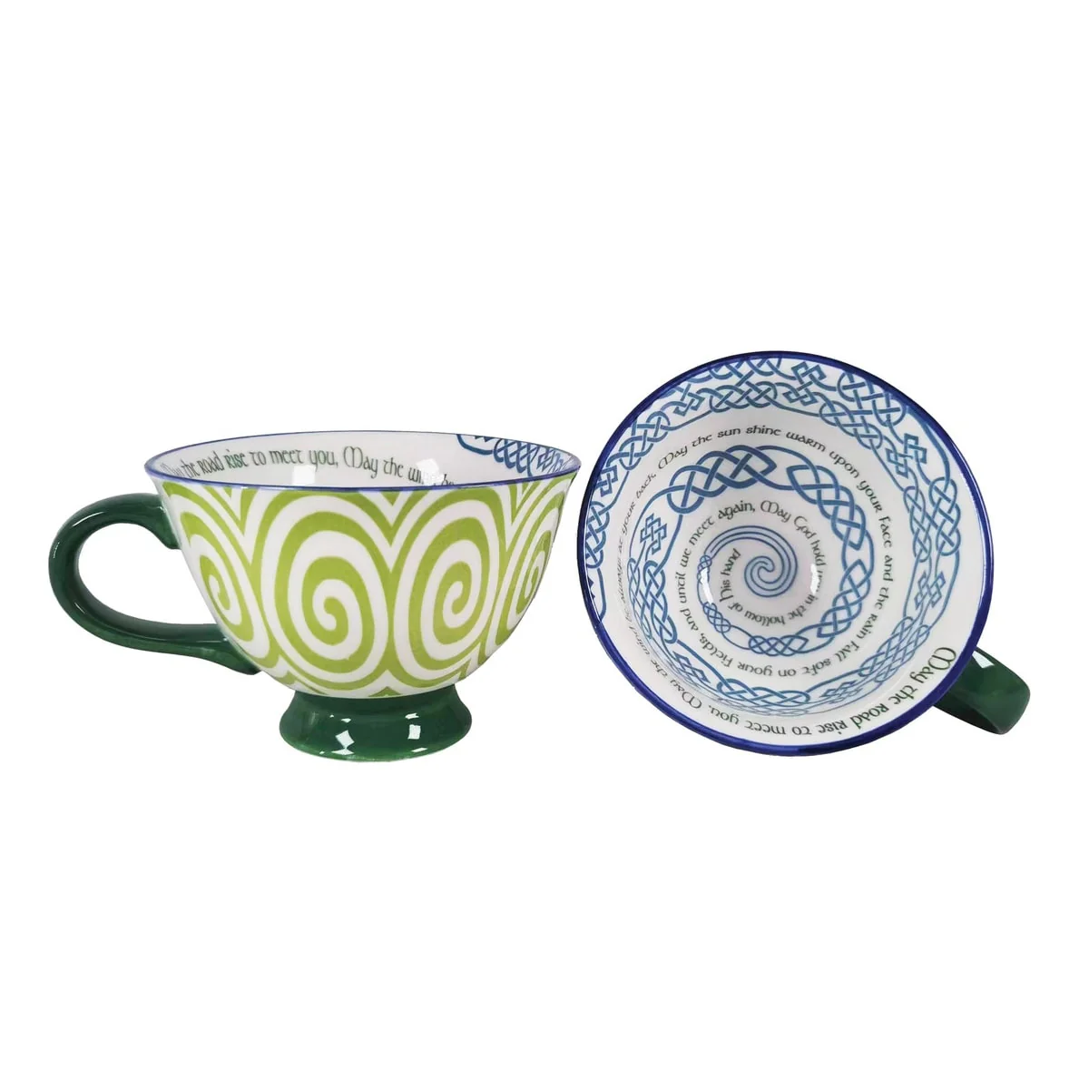 15.21 oz Irish Coffee Mug Bone China Latte Cup with Celtic Symbols and Shamrock Design