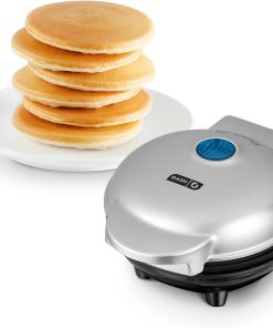 DASH Mini Maker Electric Round Griddle for Individual Pancakes, Cookies, Eggs & other on the go Breakfast, Lunch & Snacks with Indicator Light + Included Recipe Book - Aqua,4 Inch