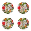 11 in. The Botanist's Large Yellow Flower Melamine Plastic Dinnerware Plates Set of 4 Dishwasher Safe Indoor Outdoor