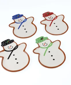 Euro Ceramica Winterfest Snowman 4 Piece Plate Set