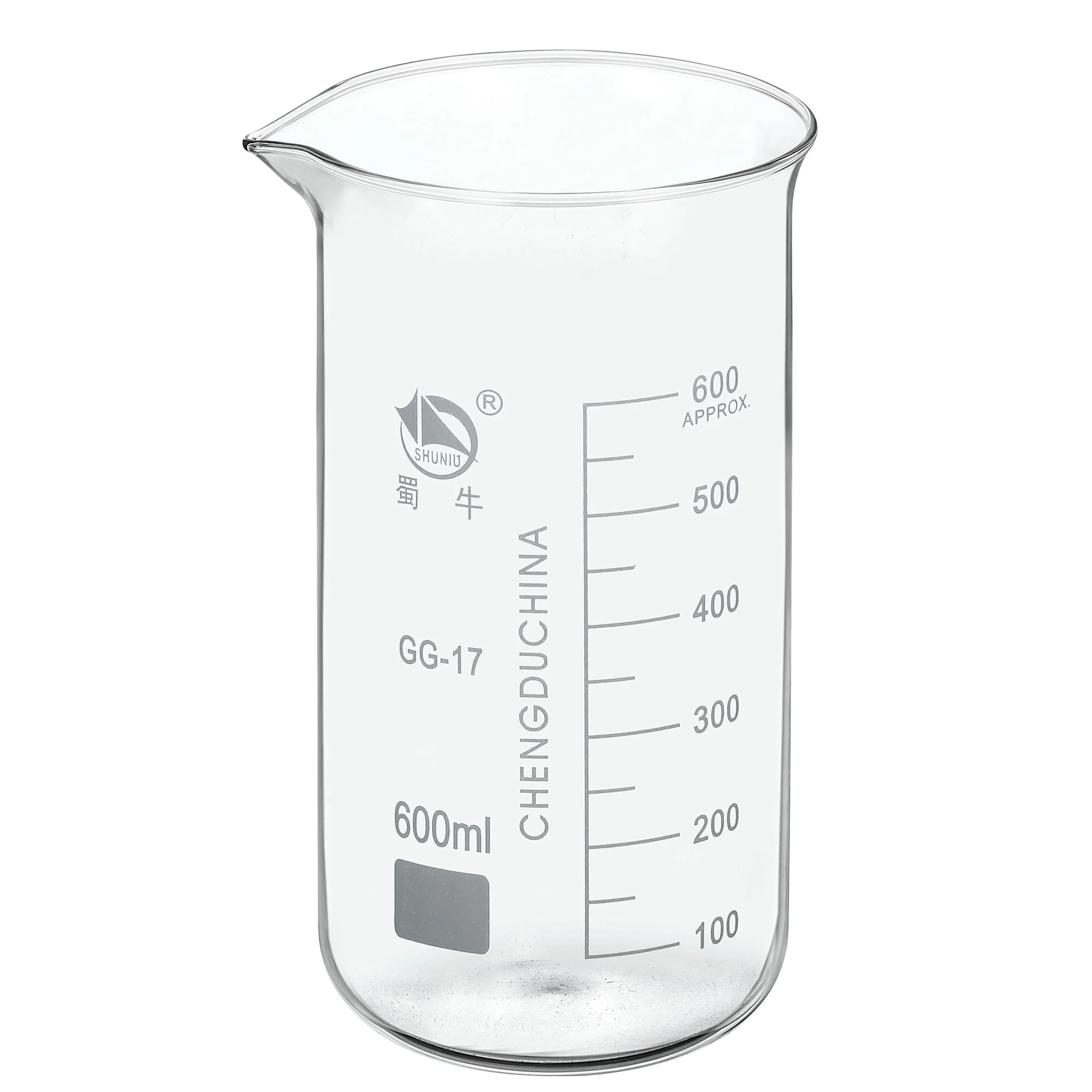 600ml Tall Form Glass Beaker, 3.3 Borosilicate Lab Measuring Cups - Clear