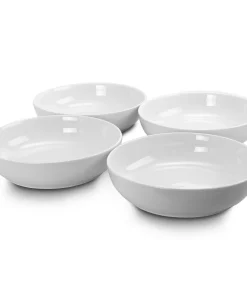 Gibson Home Extra Wide 8.5 in. Stoneware Dinner and Serving Bowls in White, Set of 4