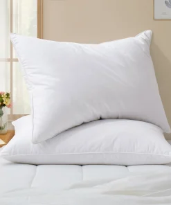 2 Pack 100% Cotton White Goose Feather Down Bed Pillows