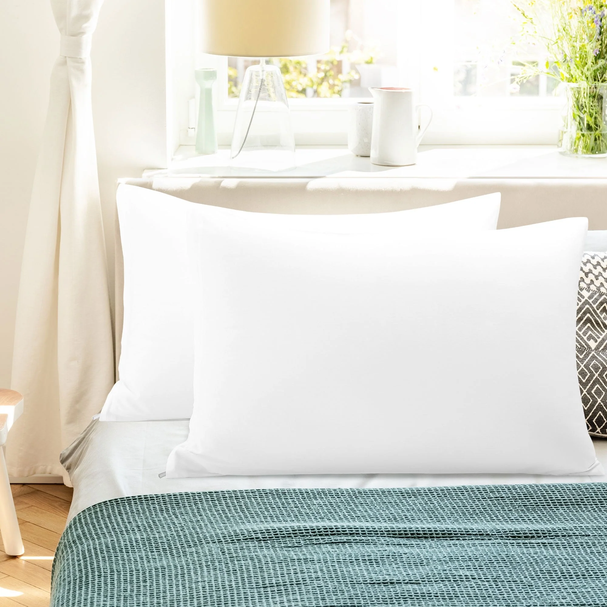 2 Pack Egyptian Cotton Pillowcases with Zipper Clourse