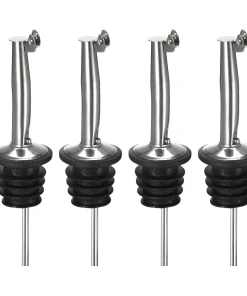 4pcs Stainless Steel Liquor Bottle Pourers for Wine Olive Oil Bottles, Silver
