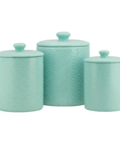 10 Strawberry Street Tide Embossed 3 Piece Ceramic Canister Set