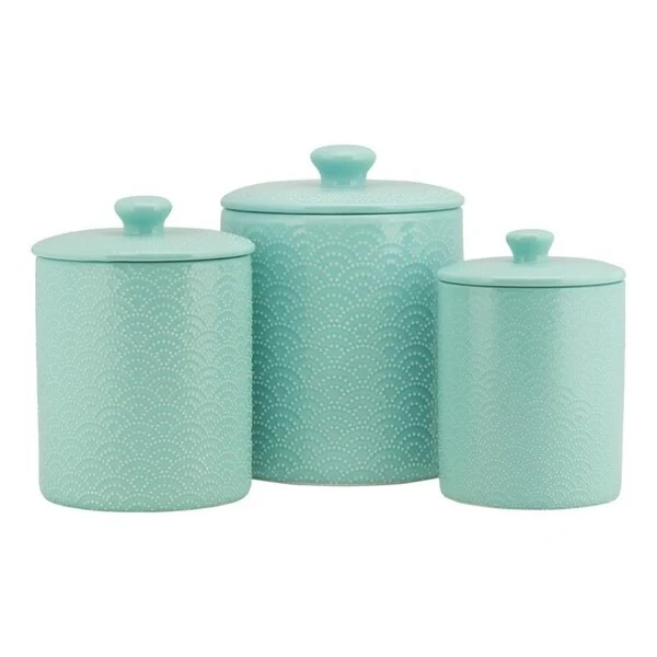 10 Strawberry Street Tide Embossed 3 Piece Ceramic Canister Set