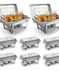 4/6/8 Packs Full Size Chafing Dish 9L Stainless Steel