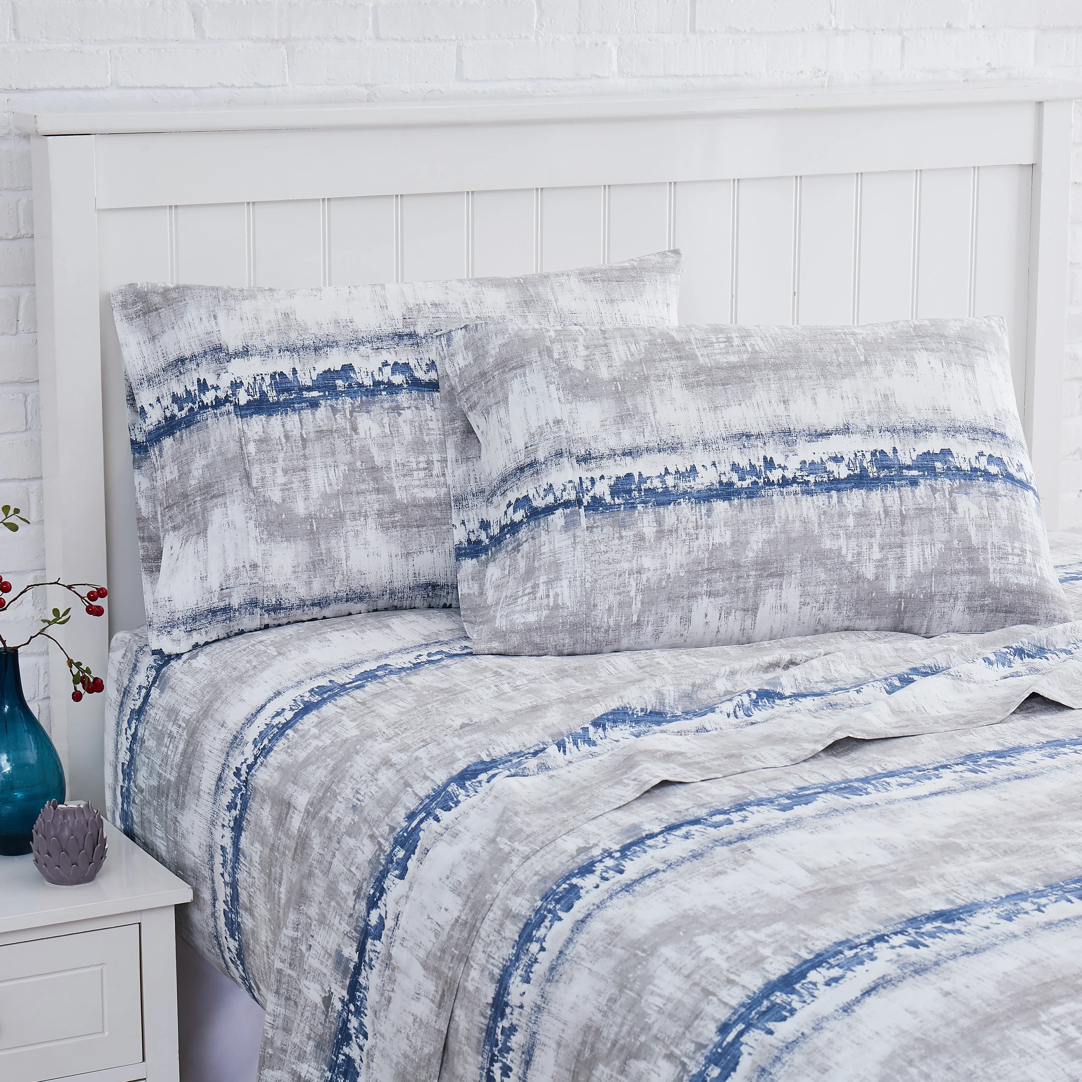 Abstract 100% Cotton Sateen Extra Deep Pocket 4-piece Bed Sheet Set